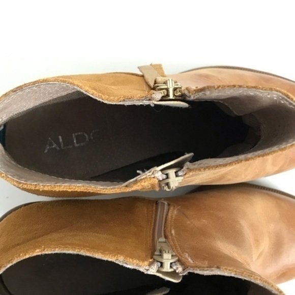 Aldo Carmel Leather Block Heel Ankle Booties Size 9 - Picture 5 of 13